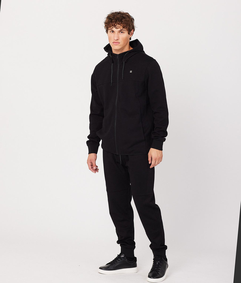 FRANK ZIP HOODIE JOGGING TOP, BLACK
