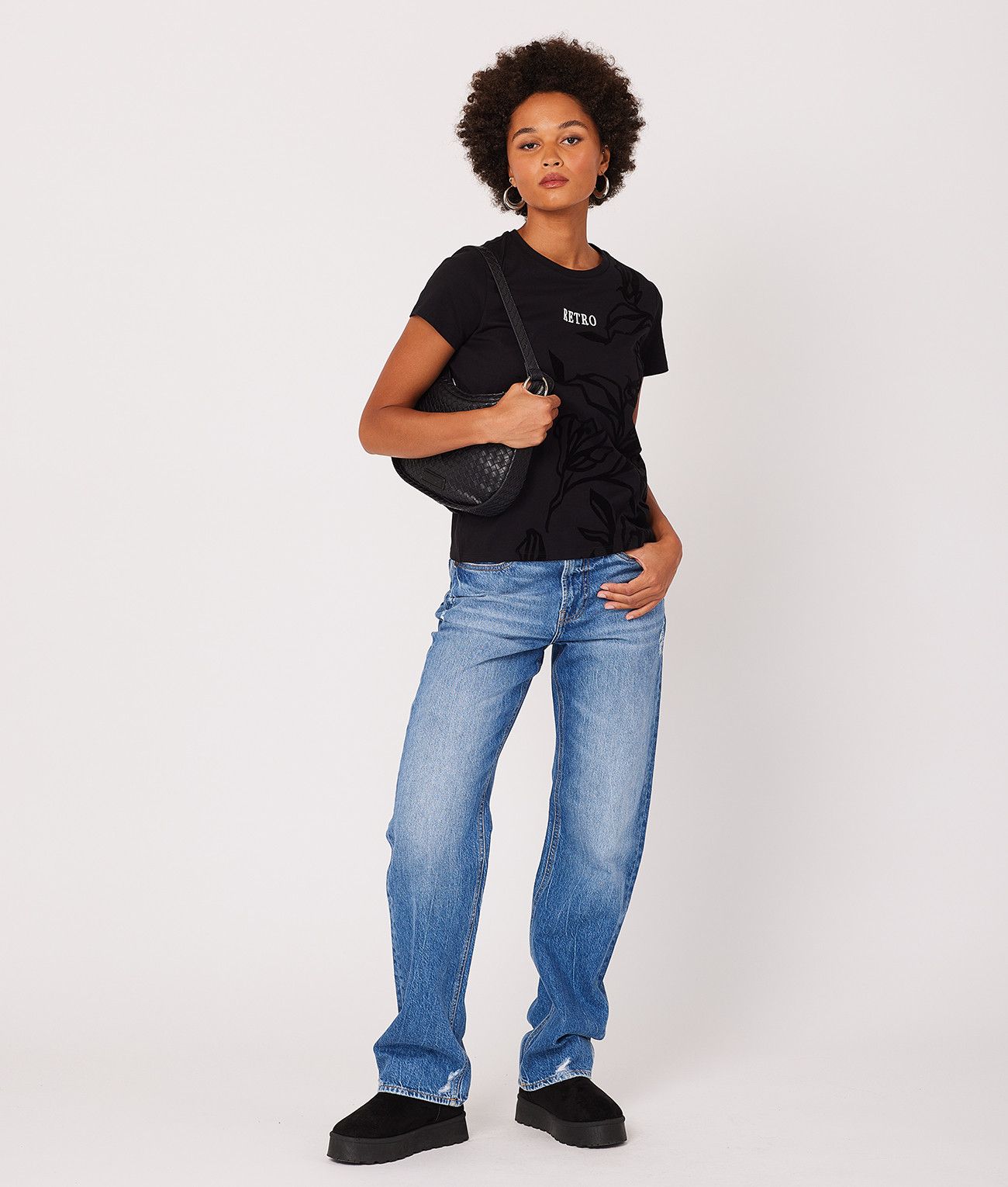 MILAGROS FASHION TOP, BLACK