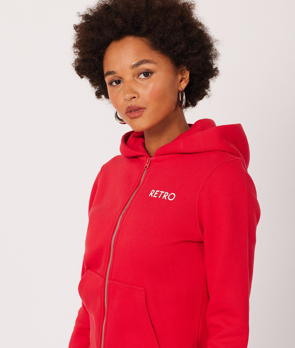 HAILEY ZIP HOODIE JOGGING TOP, RED