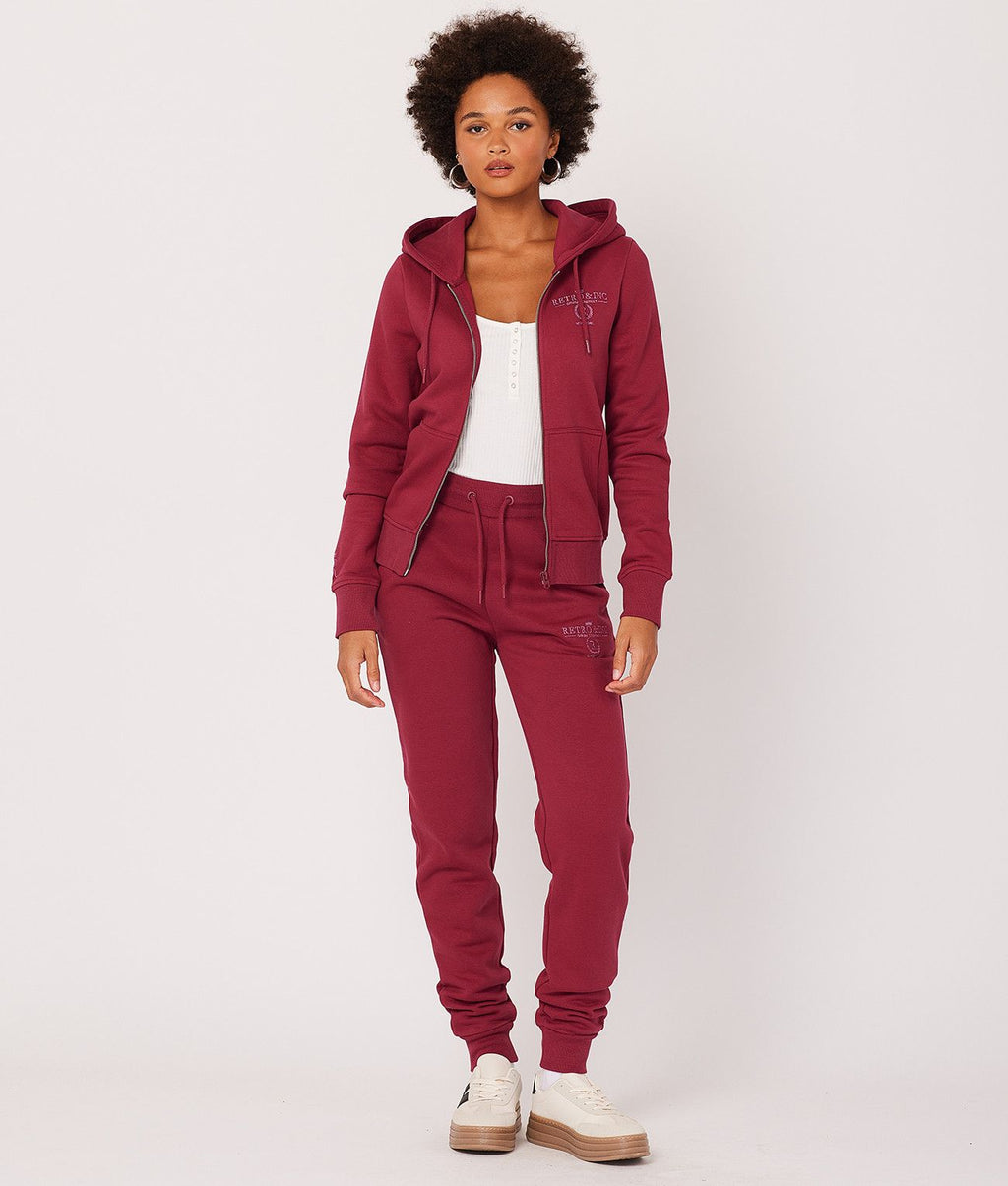 CARIE ZIP HOODIE JOGGING TOP, BORDEAUX