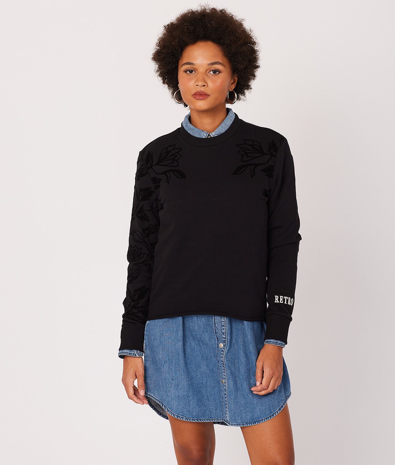 MILAGROS SWEATSHIRT JOGGING TOP, BLACK