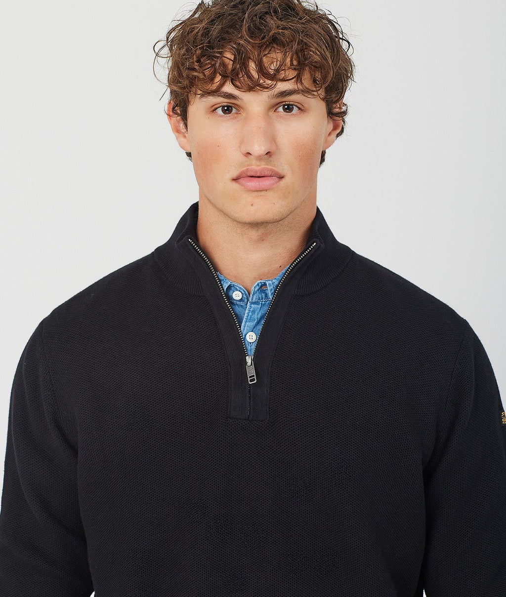 KANAN HALF ZIP SWEATER, BLACK
