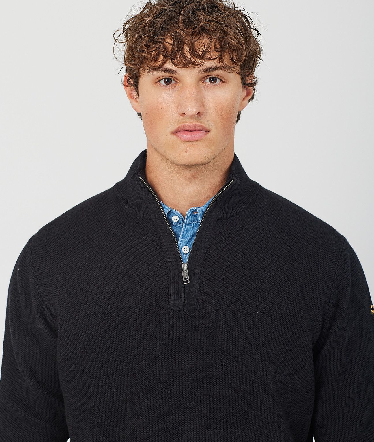 KANAN HALF ZIP SWEATER, BLACK