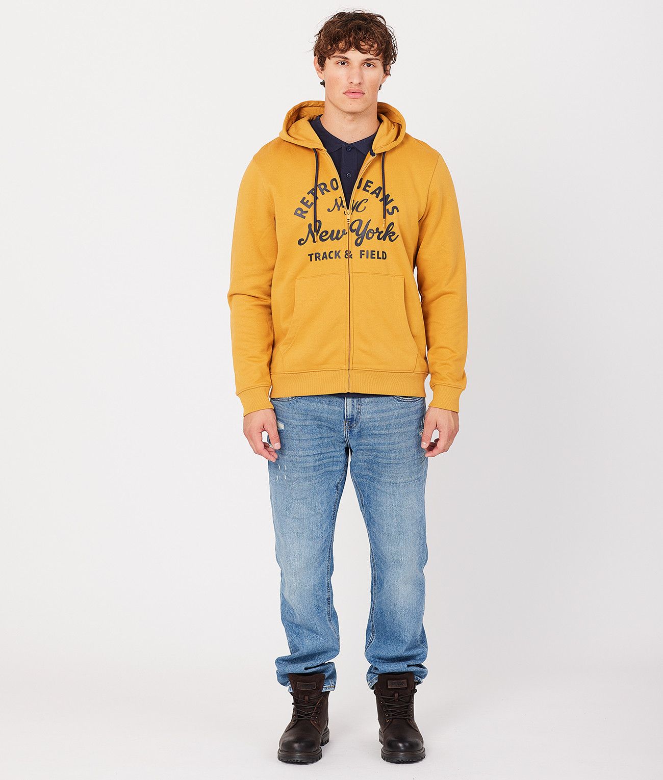 MARTIN ZIP HOODIE JOGGING TOP, MUSTARD