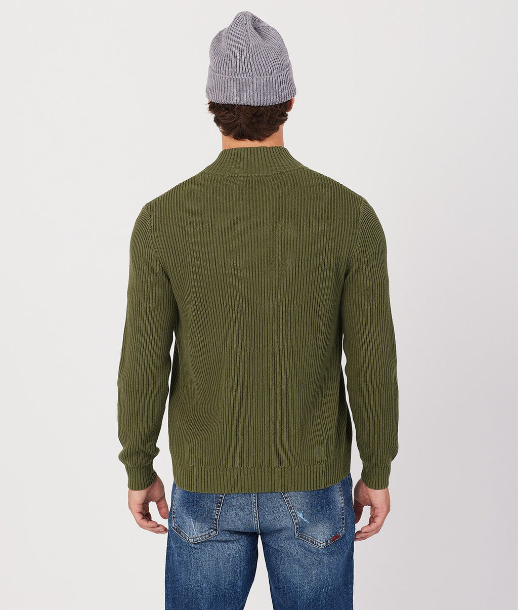 CARLTON ZIPUP SWEATER, KHAKI