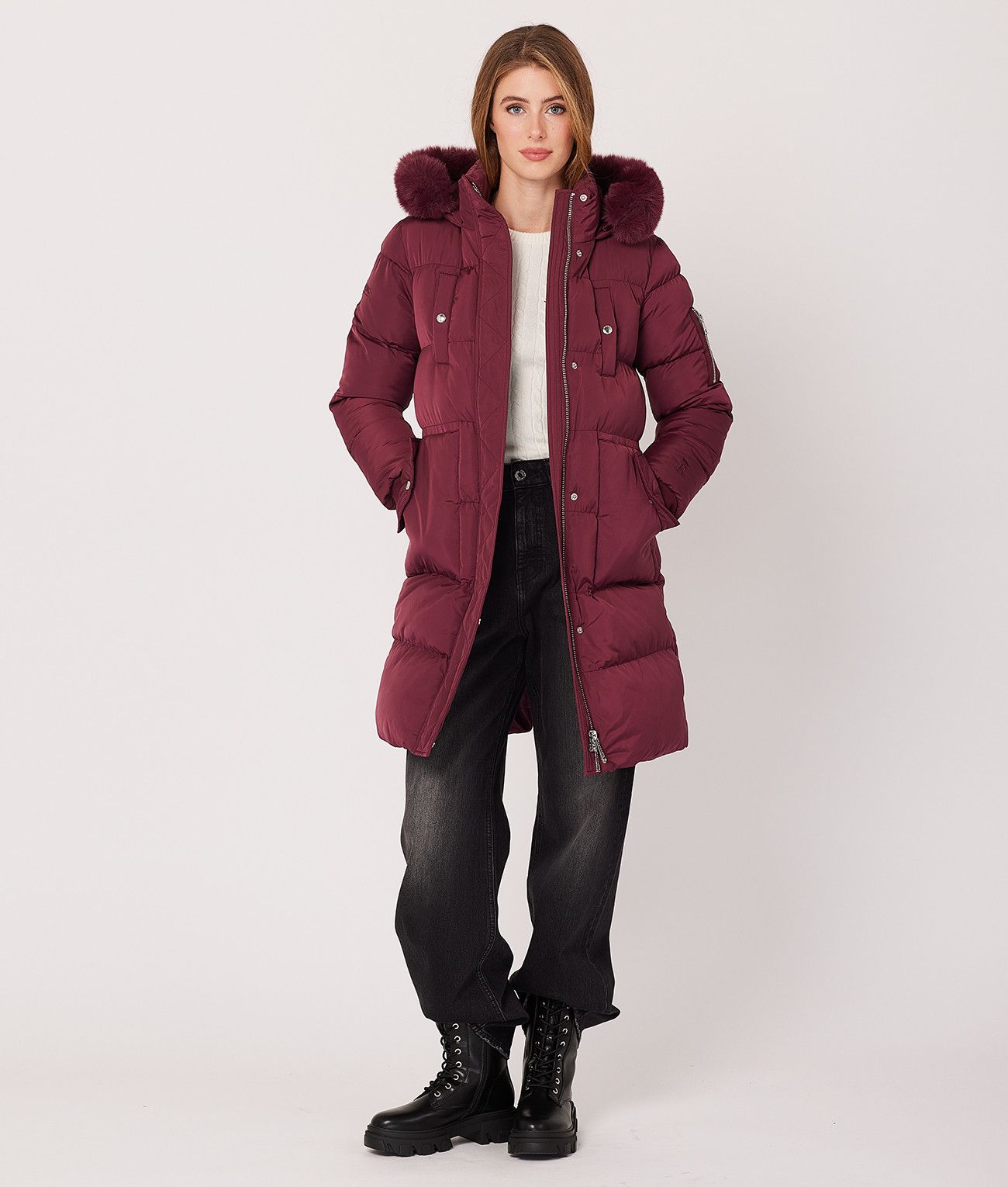 CARIE LONG JACKET, BORDEAUX