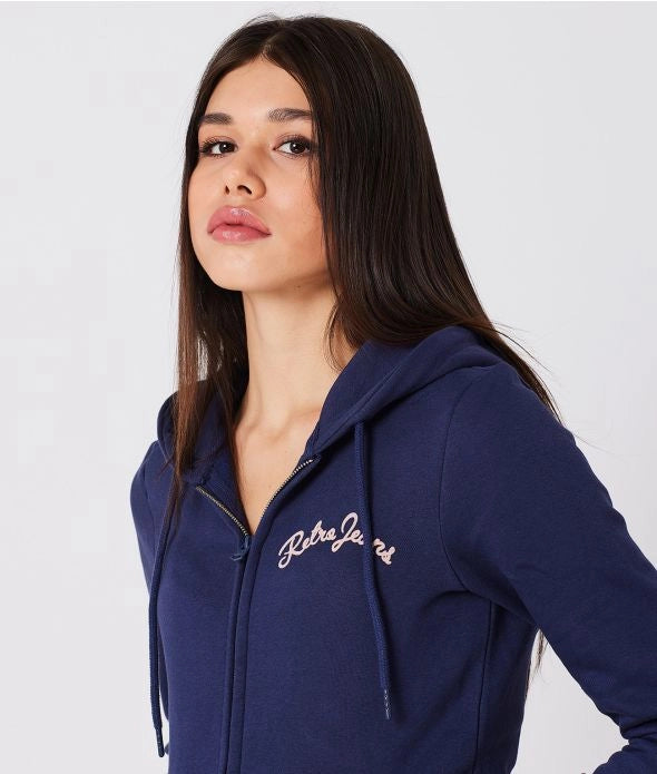 BRIGITTA ZIP HOODIE JOGGING TOP, BLUE