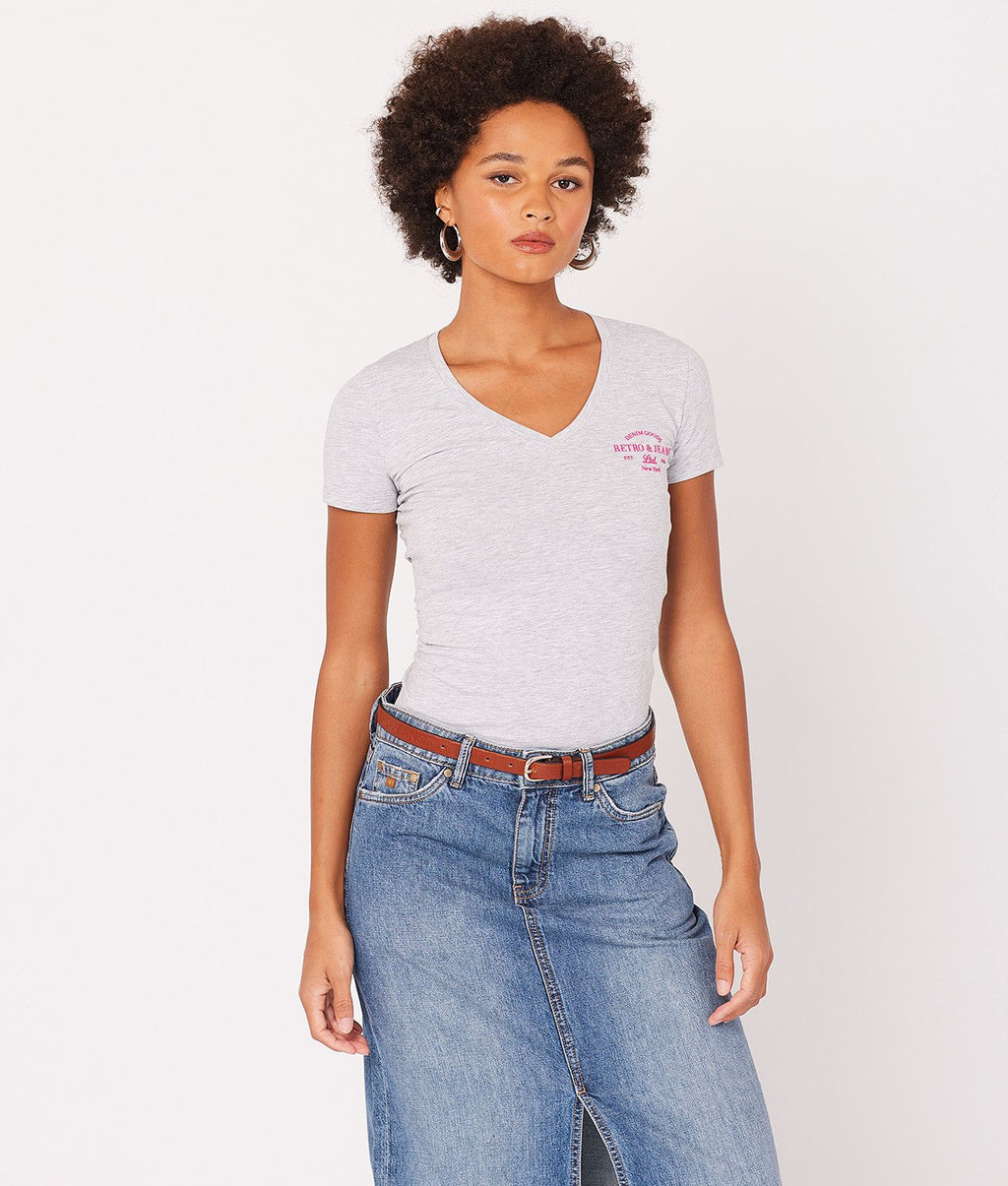 PETRA T-SHIRT, GREY MELANGE