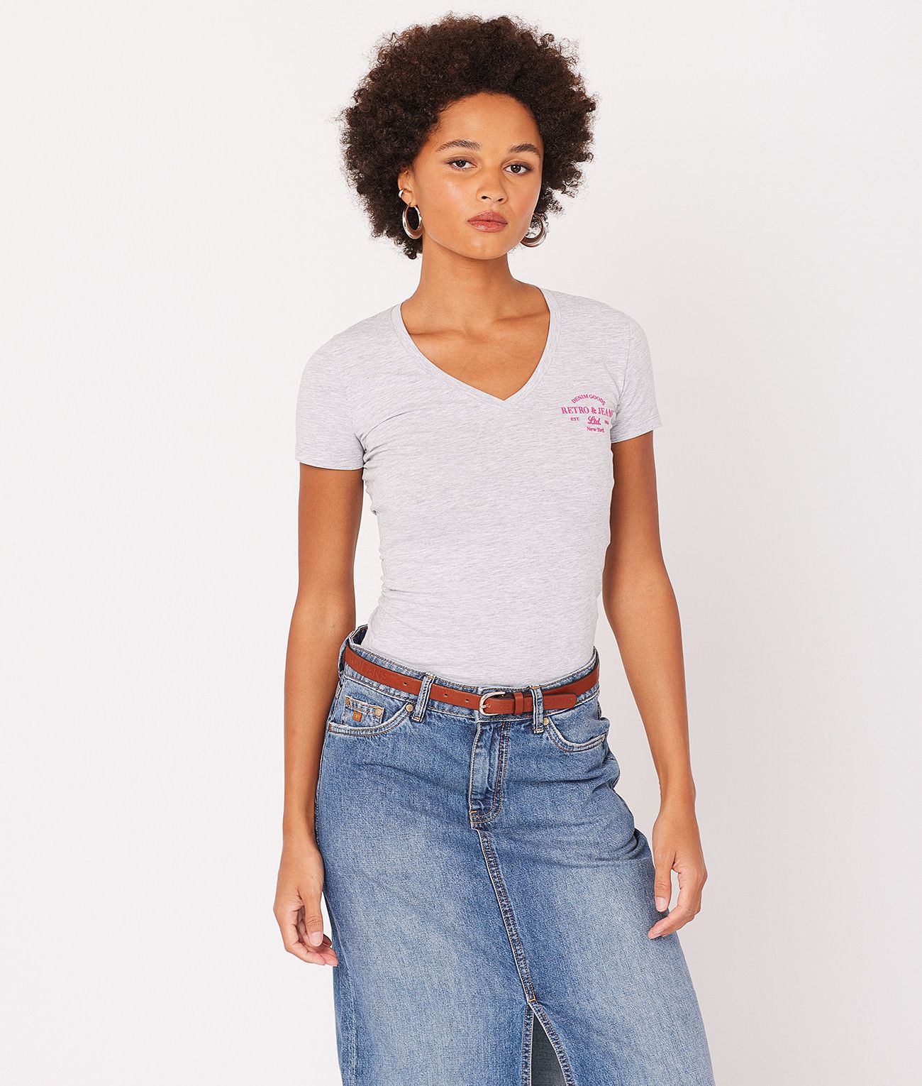 PETRA T-SHIRT, GREY MELANGE