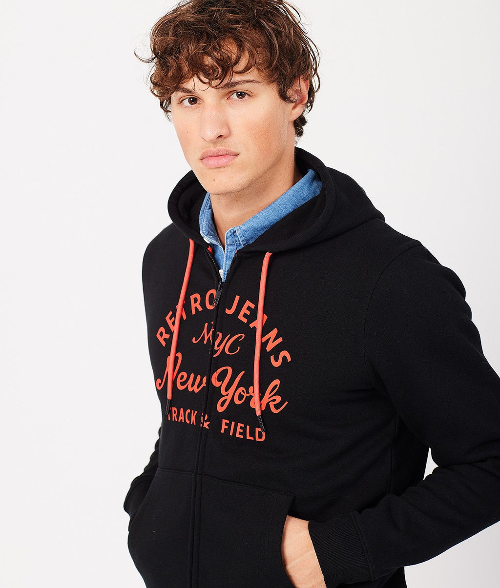 MARTIN ZIP HOODIE JOGGING TOP, BLACK