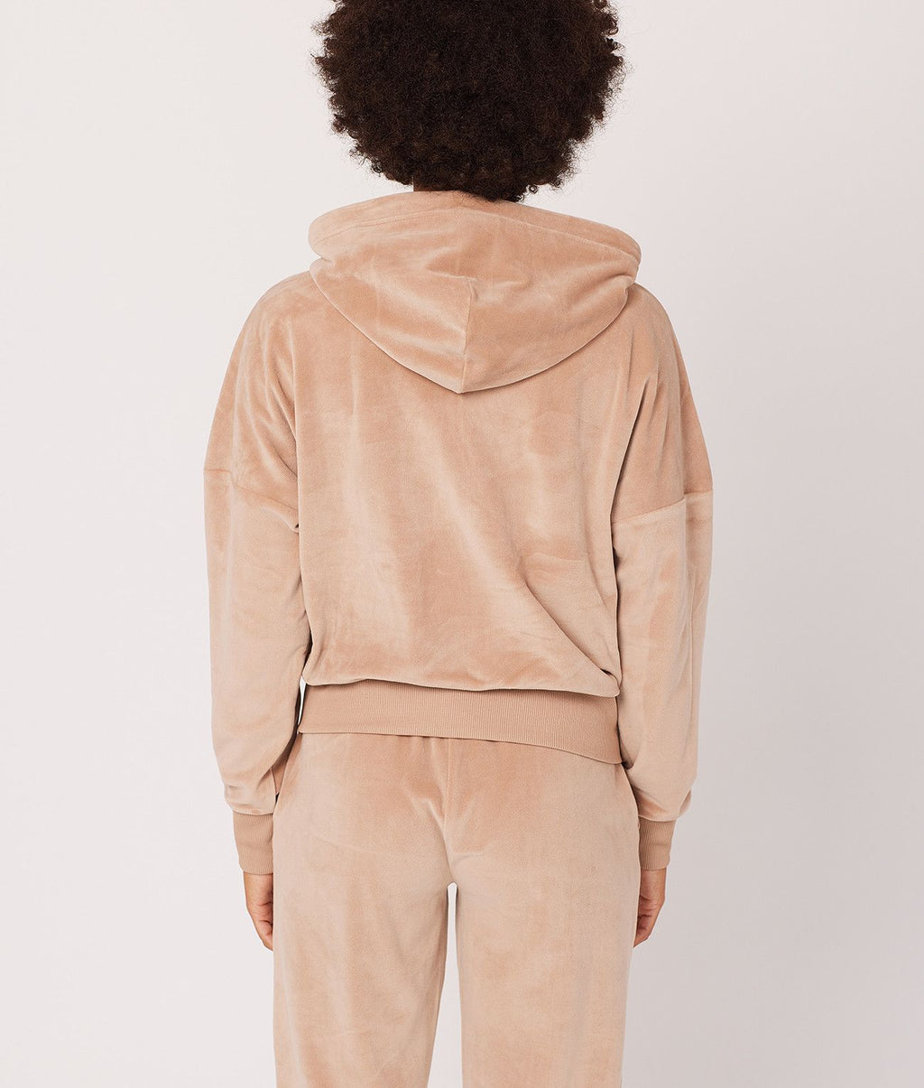 AZORA ZIP HOODIE JOGGING TOP, BEIGE