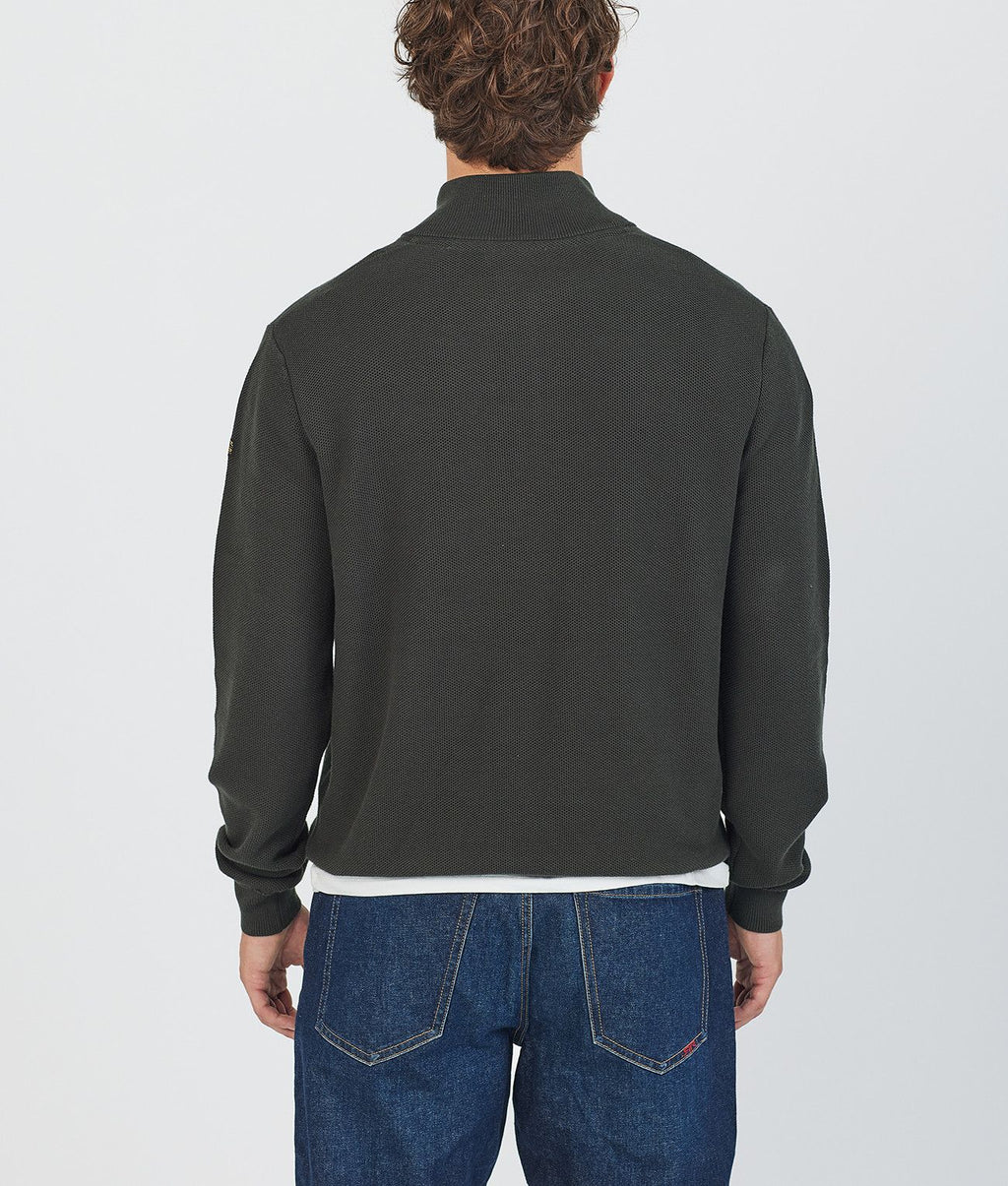 KANAN HALF ZIP SWEATER, D. GREEN