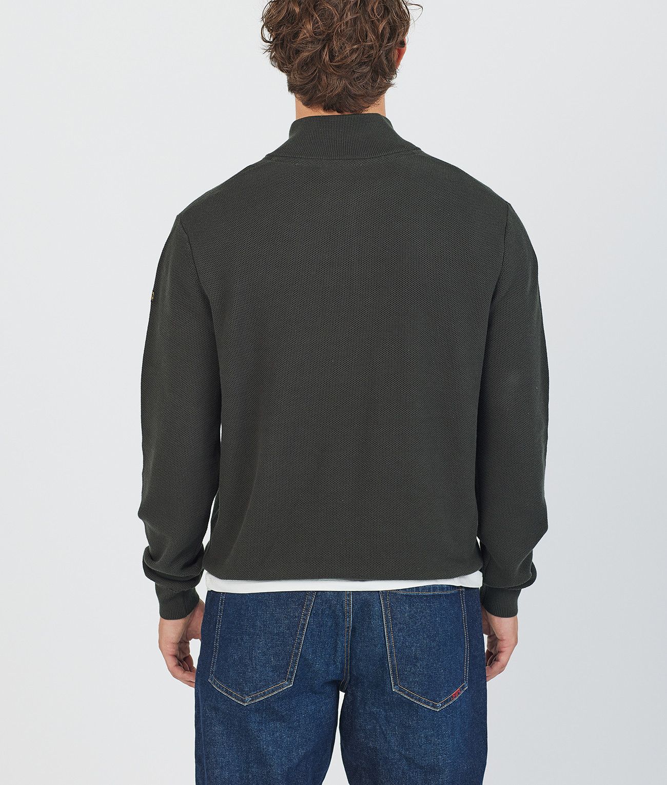 KANAN HALF ZIP SWEATER, D. GREEN