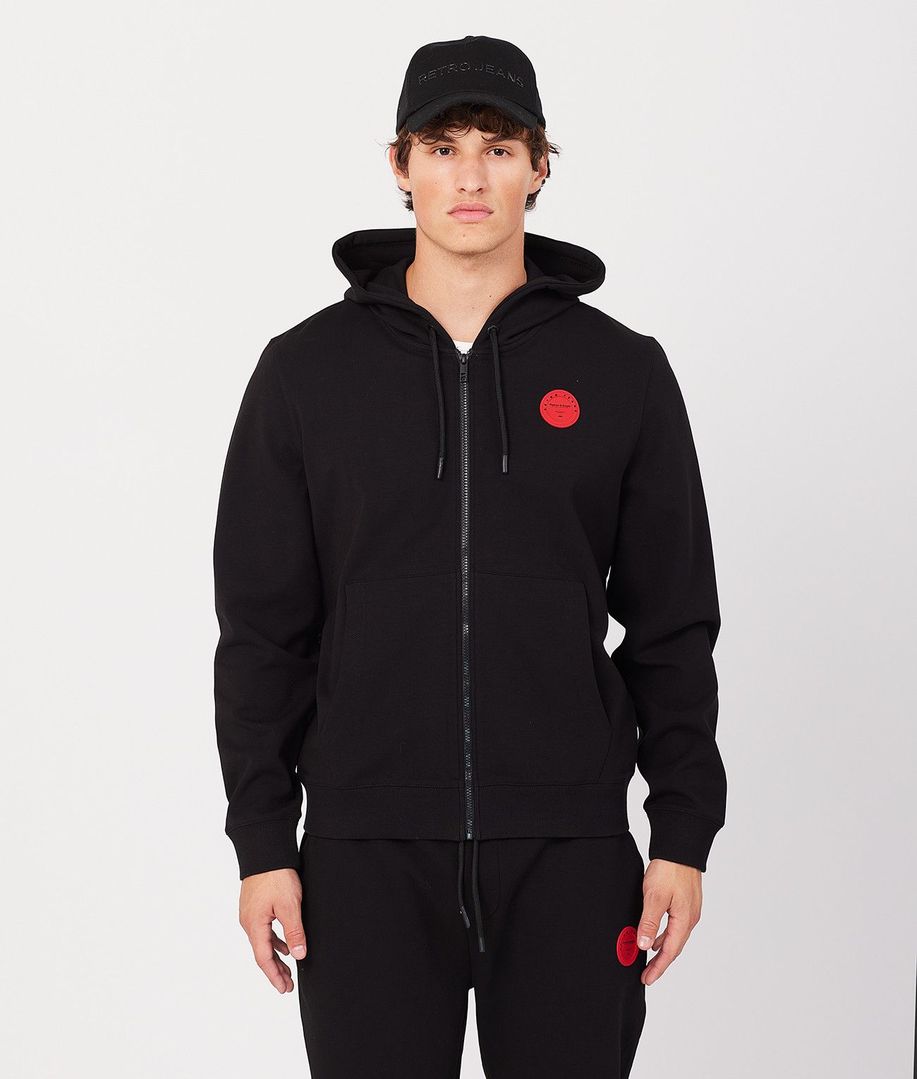 GREGORY ZIP HOODIE JOGGING TOP, BLACK