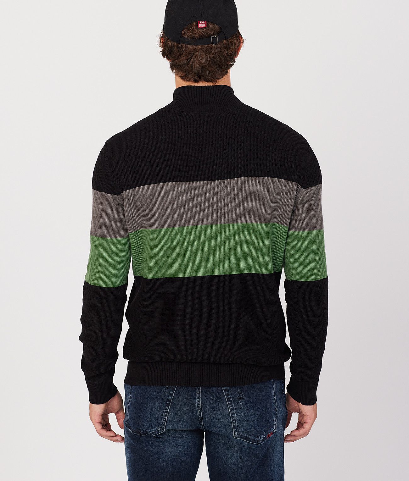 VALIN HALF ZIP SWEATER, BLACK