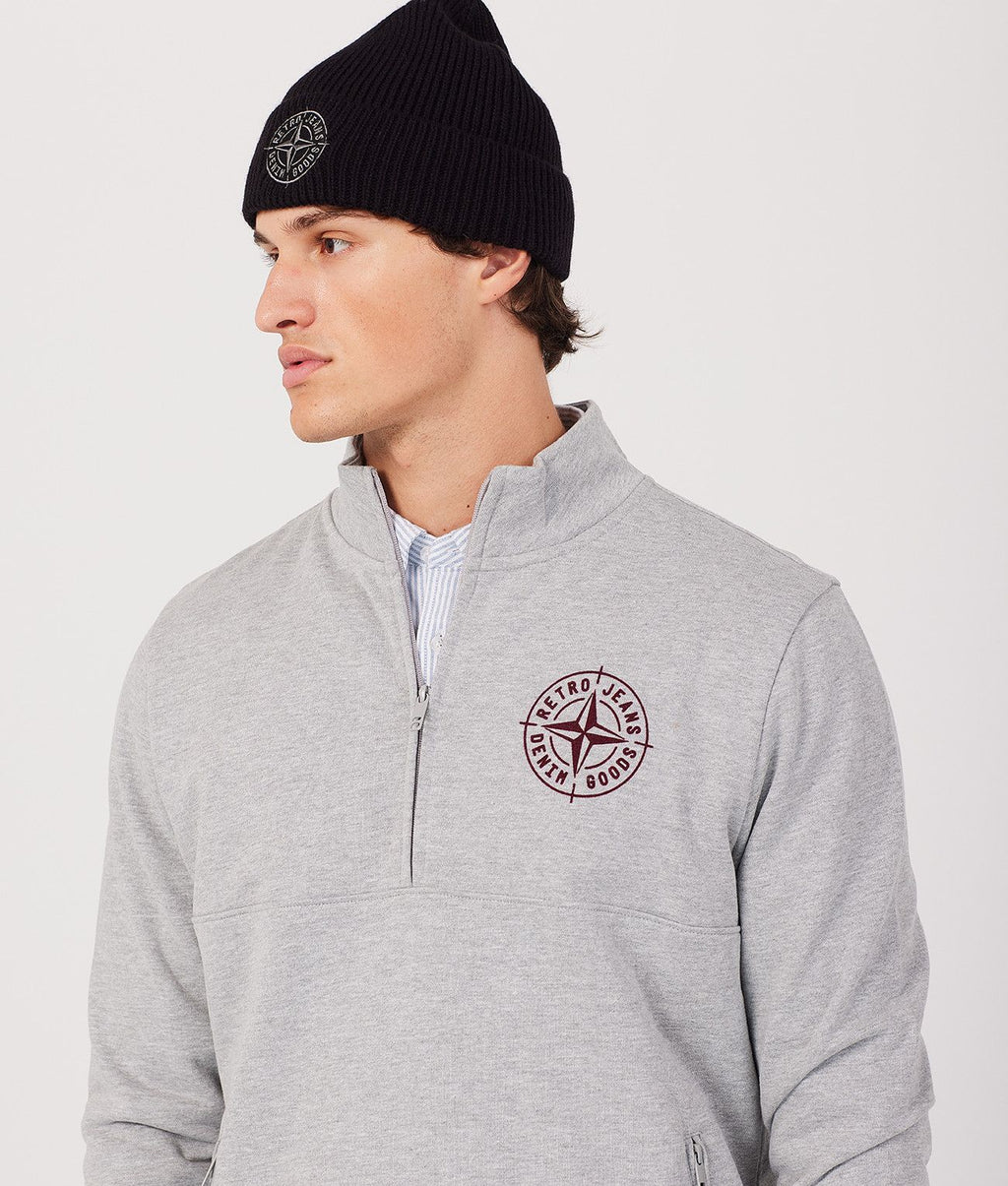DENNIS HALF ZIP JOGGING TOP, GREY MELANGE