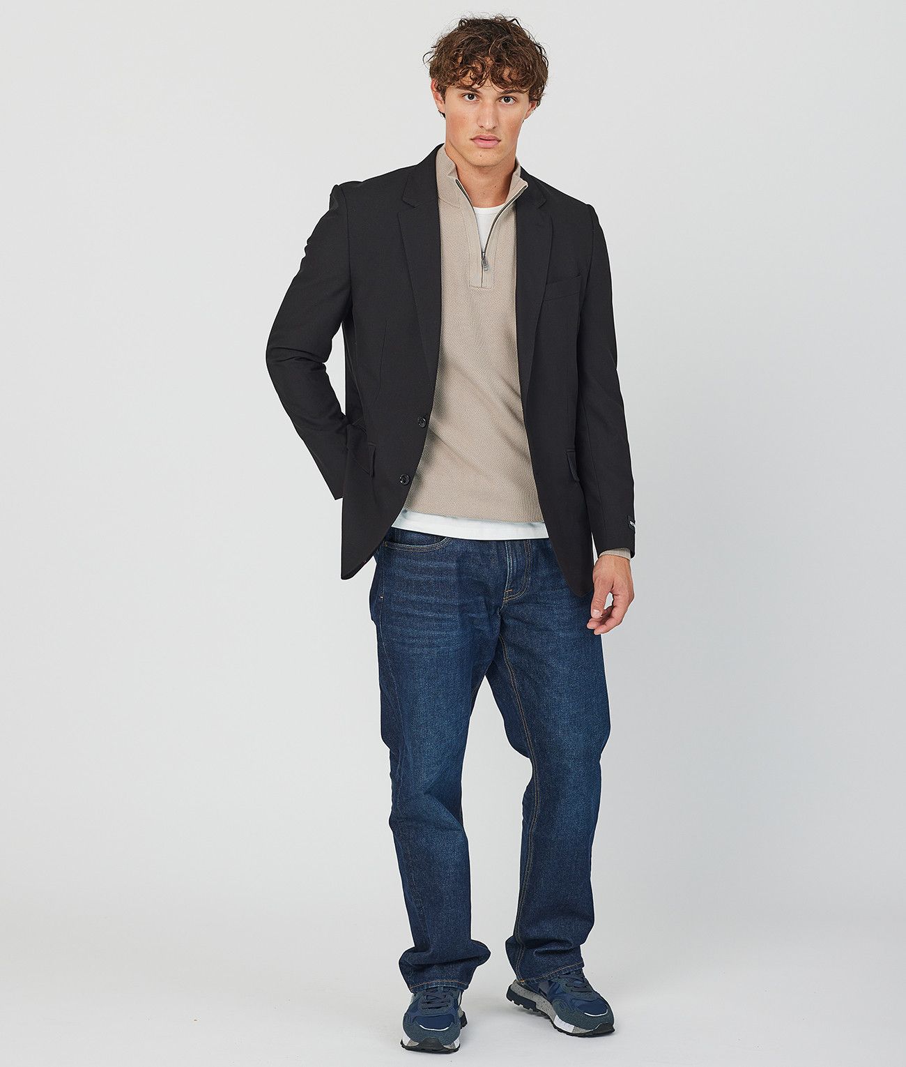 KANAN HALF ZIP SWEATER, SAND