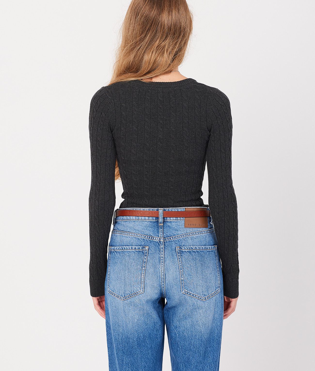 ROSALIE V SWEATER, GREY