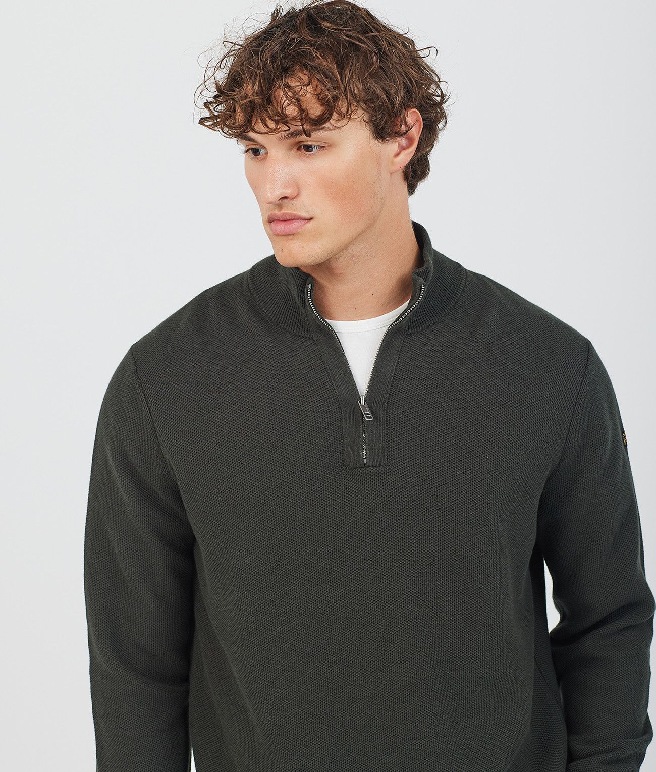 KANAN HALF ZIP SWEATER, D. GREEN