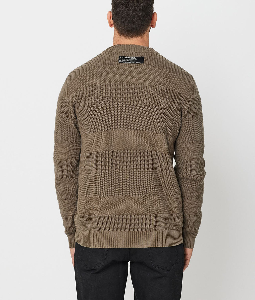 ACEY FÉRFI KÖTÖTT PULÓVER, KHAKI