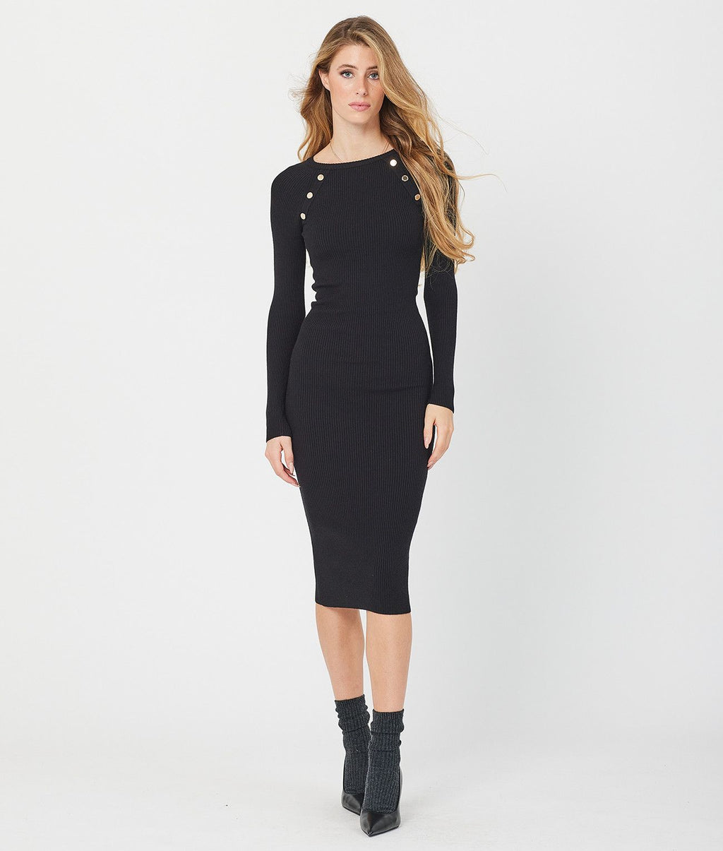 KISSA MIDI DRESS, BLACK