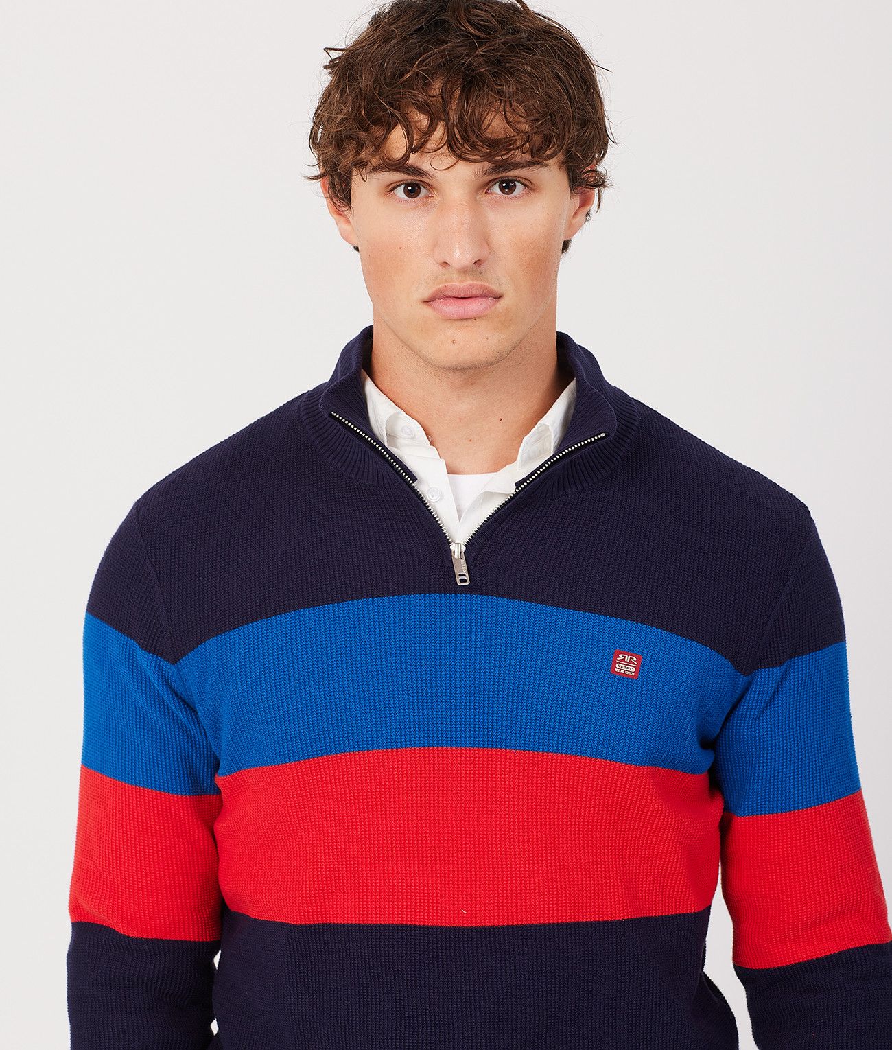 VALIN HALF ZIP SWEATER, BLUE