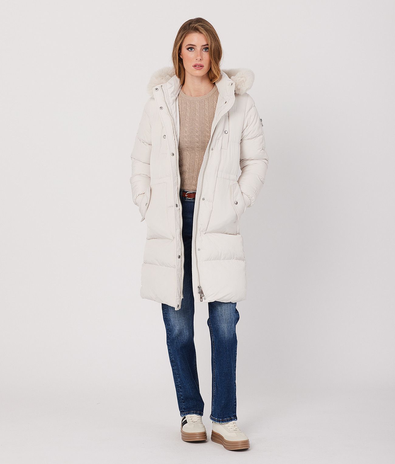 CARIE LONG JACKET, BEIGE