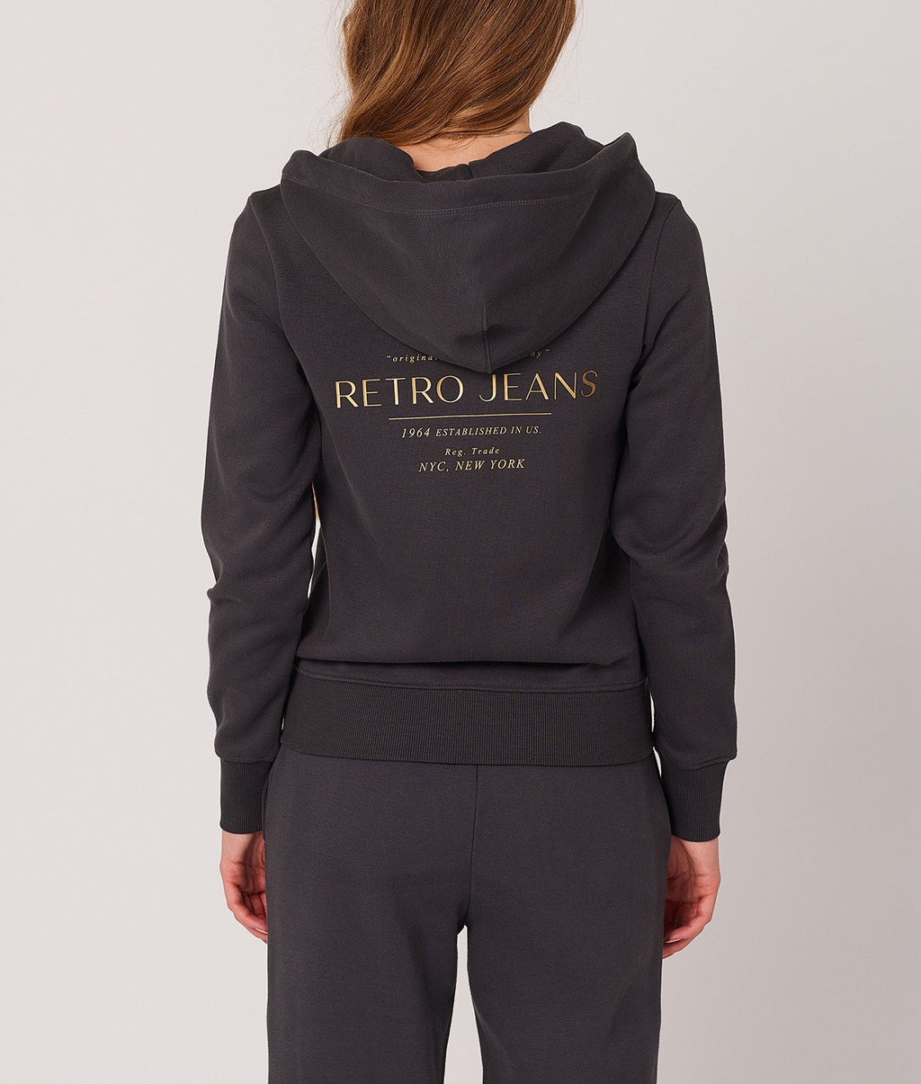 CHRISTINA ZIP HOODIE JOGGING TOP, ANTHRACITE