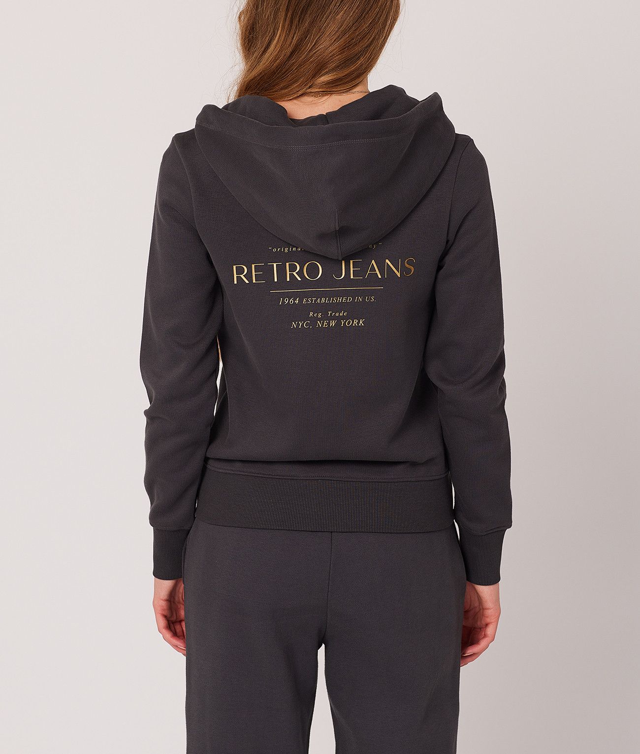 CHRISTINA ZIP HOODIE JOGGING TOP, ANTHRACITE