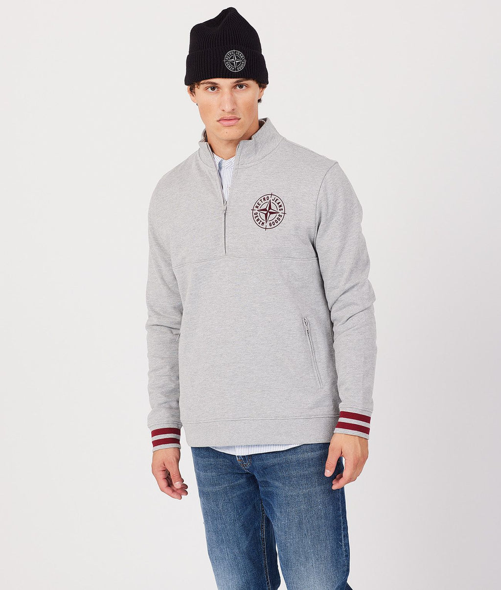 DENNIS HALF ZIP JOGGING TOP, GREY MELANGE