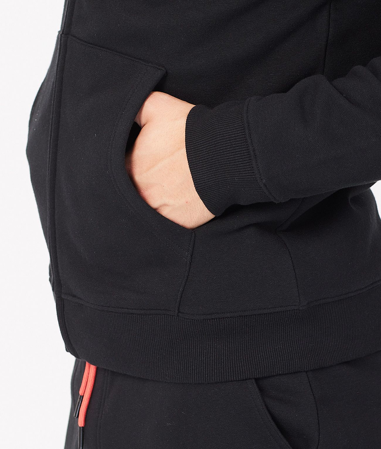 MARTIN ZIP HOODIE JOGGING TOP, BLACK
