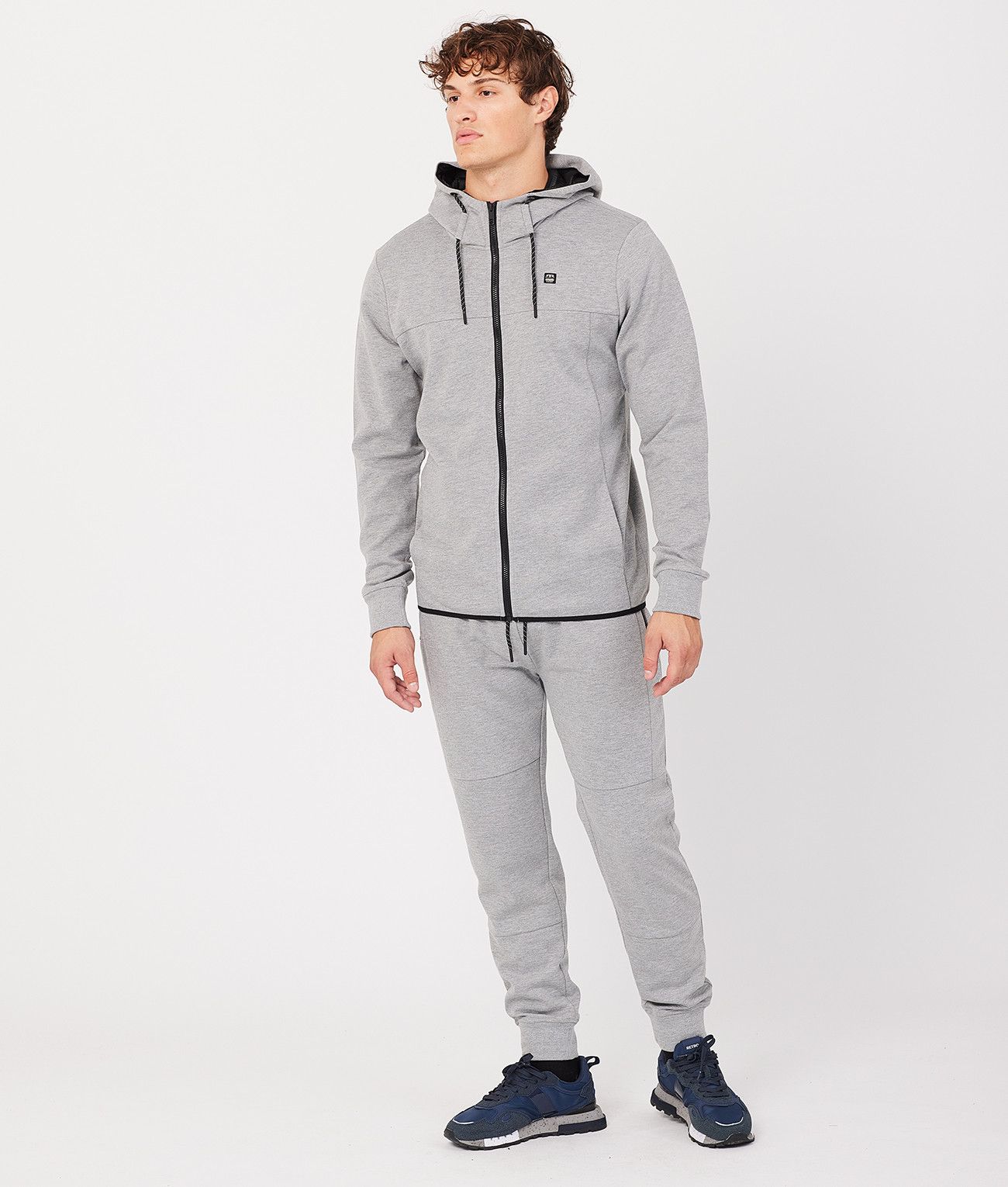 FRANK ZIP HOODIE JOGGING TOP, GREY MELANGE