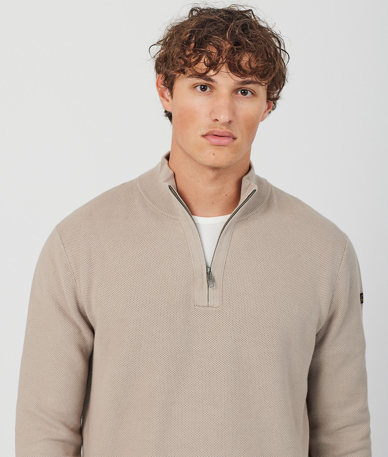KANAN HALF ZIP SWEATER, SAND