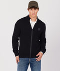 CARLTON ZIPUP SWEATER, BLACK