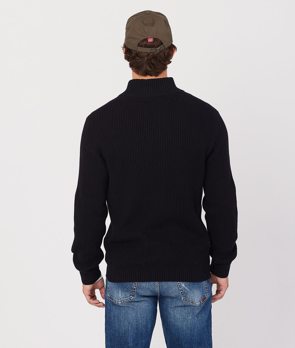 CARLTON ZIPUP SWEATER, BLACK