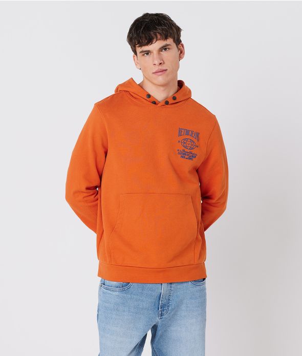 FISTO HOODIE JOGGING TOP, DARK ORANGE