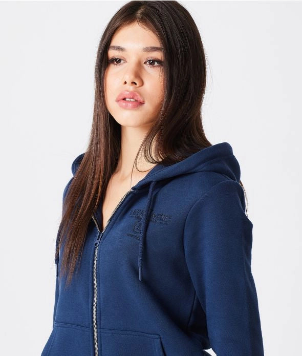 CARIE ZIP HOODIE JOGGING TOP, DARK BLUE