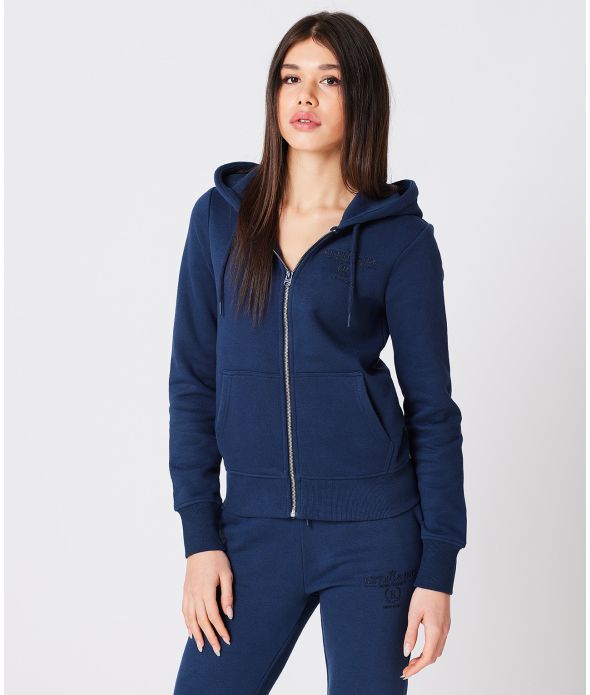 CARIE ZIP HOODIE JOGGING TOP, DARK BLUE